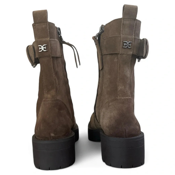 SAM EDELMAN Junip Combat Boot Women’s 5.5 Buckle Strap Lace Up Tan Suede Chunky - Picture 7 of 8